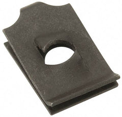 Value Collection - #10 Screw, 0.045 to 1/16" Thick, Spring Steel Standard U Nut - 13/32" Center Edge, Black Phosphate Finish - Exact Tool & Supply