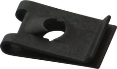 Value Collection - #10 Screw, 0.025 to 0.064" Thick, Spring Steel Standard U Nut - 3/8" Center Edge, Black Phosphate Finish - Exact Tool & Supply