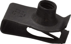 Value Collection - M6x1.00 Screw, 0.8 to 4mm Thick, Spring Steel Extruded Tapped Hole U Nut - 17/32" Center Edge, Black Phosphate Finish - Exact Tool & Supply