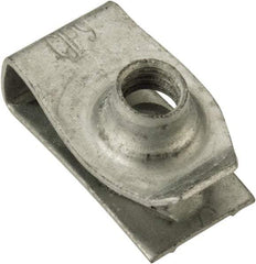 Au-Ve-Co Products - M6x1.00 Screw, 3.4 to 6.3mm Thick, Spring Steel Extruded Tapped Hole U Nut - 9/16" Center Edge, Black Phosphate Finish - Exact Tool & Supply