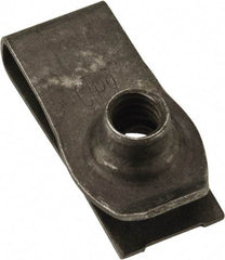 Au-Ve-Co Products - M6x1.00 Screw, 0.34 to 4mm Thick, Spring Steel Extruded Tapped Hole U Nut - 25/32" Center Edge, Black Phosphate Finish - Exact Tool & Supply