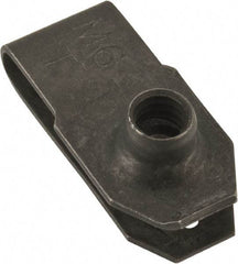 Au-Ve-Co Products - M6x1.00 Screw, 1 to 2.5mm Thick, Spring Steel Extruded Tapped Hole U Nut - 25/32" Center Edge, Black Phosphate Finish - Exact Tool & Supply