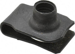 Au-Ve-Co Products - M8x1.25 Screw, 0.8 to 4mm Thick, Spring Steel Extruded Tapped Hole U Nut - 9/16" Center Edge, Black Phosphate Finish - Exact Tool & Supply