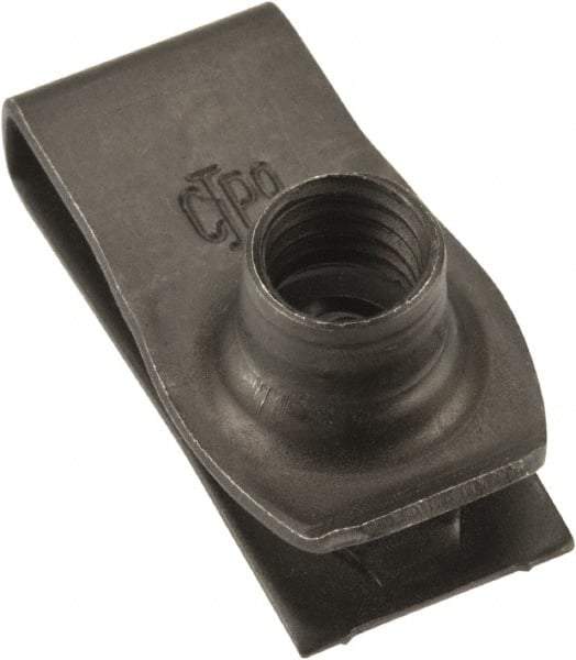 Value Collection - M8x1.25 Screw, 0.8 to 4.5mm Thick, Spring Steel Extruded Tapped Hole U Nut - 13/16" Center Edge, Black Phosphate Finish - Exact Tool & Supply