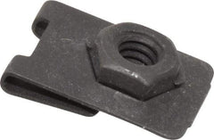 Value Collection - 1/4-20 Screw, 0.032 to 0.093" Thick, Spring Steel J Nut Retainer - 1/2" Center Edge, Black Phosphate Finish - Exact Tool & Supply