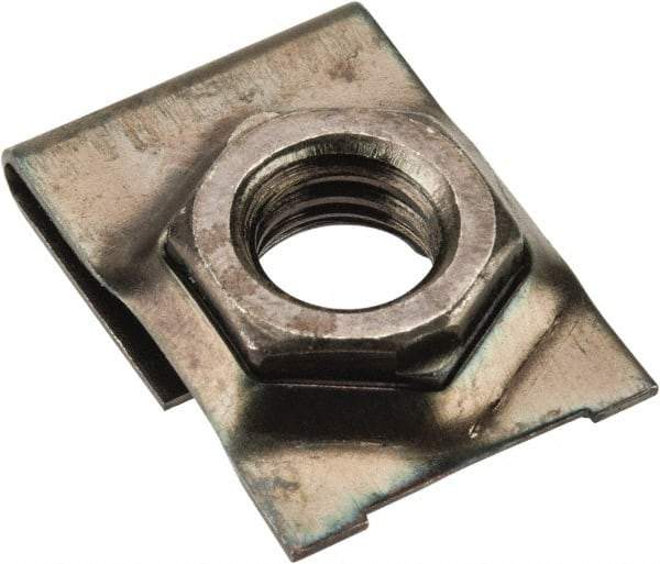 Value Collection - 3/8-16 Screw, 0.05 to 0.09" Thick, Spring Steel J Nut Retainer - 9/16" Center Edge, Black Phosphate Finish - Exact Tool & Supply