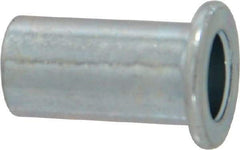 Value Collection - 1/4-20, 0.02 to 0.08" Grip, Steel Standard Rivet Nut - Drill Size Letter R, Flat Head - Exact Tool & Supply