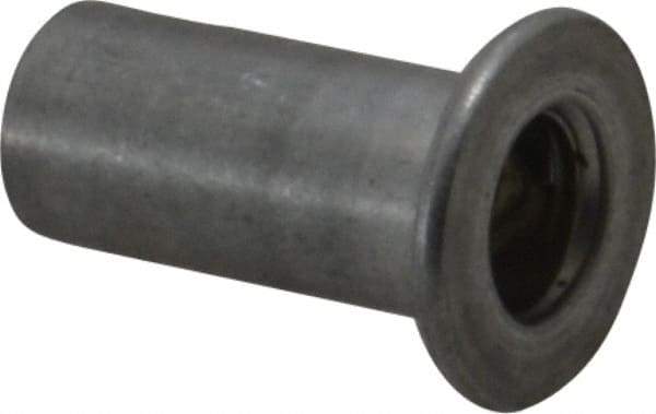 Value Collection - #10-32, 0.01 to 0.08" Grip, Aluminum Standard Rivet Nut - Drill Size Letter F, Flat Head - Exact Tool & Supply