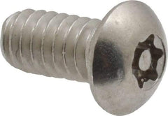 Made in USA - 1/4-20 UNC, 1/2" Length Under Head Torx Drive Machine Screw - Button Head, Grade 18-8 Stainless Steel, Uncoated, Without Washer - Exact Tool & Supply