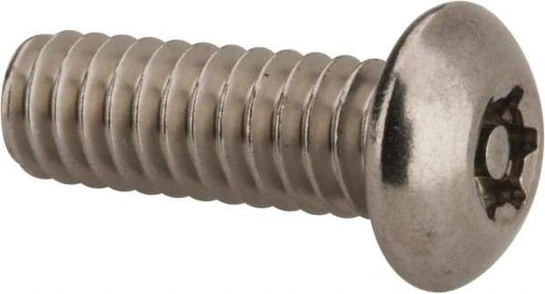 Made in USA - 1/4-20 UNC, 3/4" Length Under Head Torx Drive Machine Screw - Button Head, Grade 18-8 Stainless Steel, Uncoated, Without Washer - Exact Tool & Supply