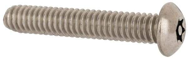 Made in USA - 1/4-20 UNC, 1-1/2" Length Under Head Torx Drive Machine Screw - Button Head, Grade 18-8 Stainless Steel, Uncoated, Without Washer - Exact Tool & Supply
