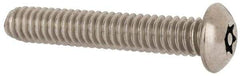 Made in USA - 1/4-20 UNC, 1-1/2" Length Under Head Torx Drive Machine Screw - Button Head, Grade 18-8 Stainless Steel, Uncoated, Without Washer - Exact Tool & Supply