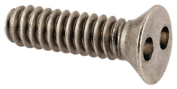 Made in USA - #6-32 UNC, 1/2" OAL Spanner Drive Machine Screw - Flat Head, Grade 18-8 Stainless Steel, Uncoated, Without Washer - Exact Tool & Supply