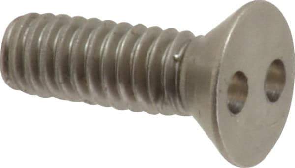 Made in USA - #8-32 UNC, 1/2" OAL Spanner Drive Machine Screw - Flat Head, Grade 18-8 Stainless Steel, Uncoated, Without Washer - Exact Tool & Supply