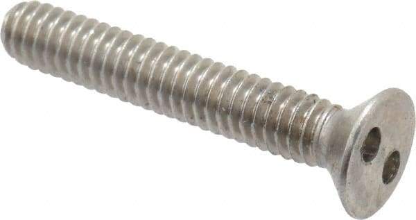 Made in USA - #8-32 UNC, 1" OAL Spanner Drive Machine Screw - Flat Head, Grade 18-8 Stainless Steel, Uncoated, Without Washer - Exact Tool & Supply