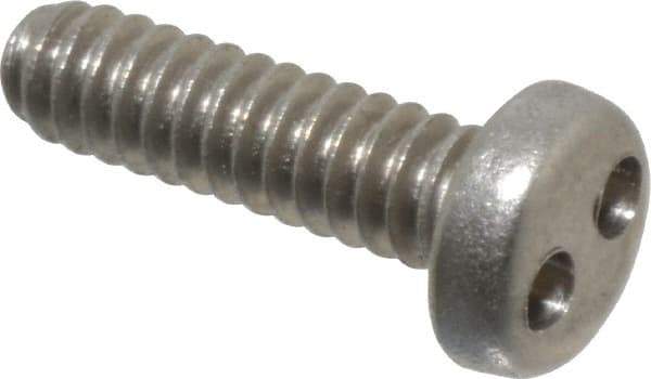 Made in USA - #6-32 UNC, 1/2" OAL Spanner Drive Machine Screw - Pan Head, Grade 18-8 Stainless Steel, Uncoated, Without Washer - Exact Tool & Supply