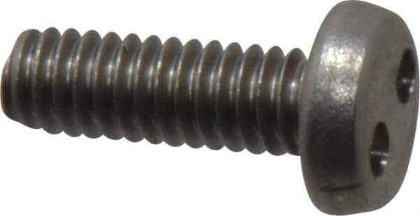 Made in USA - #8-32 UNC, 1/2" OAL Spanner Drive Machine Screw - Pan Head, Grade 18-8 Stainless Steel, Uncoated, Without Washer - Exact Tool & Supply