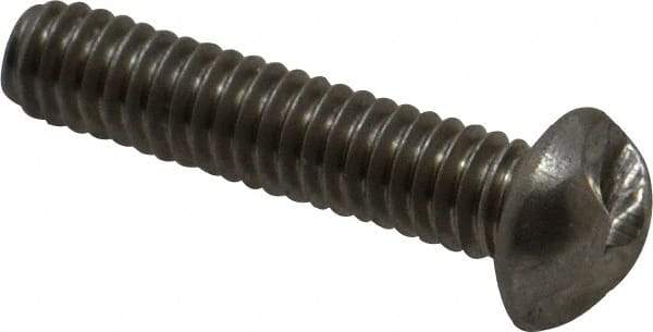 Made in USA - #8-32 UNC, 3/4" Length Under Head One Way Drive Machine Screw - Round Head, Grade 18-8 Stainless Steel, Uncoated, Without Washer - Exact Tool & Supply