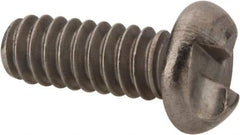 Made in USA - #10-24 UNC, 1/2" Length Under Head One Way Drive Machine Screw - Round Head, Grade 18-8 Stainless Steel, Uncoated, Without Washer - Exact Tool & Supply
