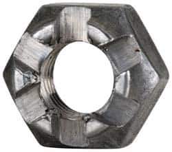 Value Collection - 1/4-28 UNF Grade 5 Steel Castle Locknut - 7/16" Width Across Flats, 9/32" High, Uncoated - Exact Tool & Supply