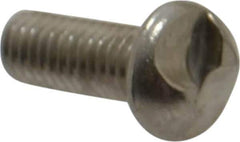 Made in USA - #10-32 UNF, 1/2" Length Under Head One Way Drive Machine Screw - Round Head, Grade 18-8 Stainless Steel, Uncoated, Without Washer - Exact Tool & Supply