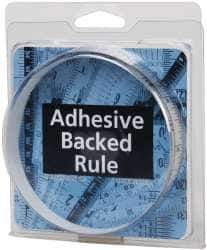 Made in USA - 3 Ft. Long x 1/2 Inch Wide, 1/32 Inch Graduation, Silver, Mylar Adhesive Tape Measure - Reads Left to Right, Horizontal Scale - Exact Tool & Supply