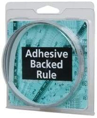 Made in USA - 6 Ft. Long x 1/2 Inch Wide, 1/32 Inch Graduation, Silver, Mylar Adhesive Tape Measure - Reads Left to Right, Horizontal Scale - Exact Tool & Supply