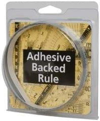 Made in USA - 6 Ft. Long x 1/2 Inch Wide, 1/32 Inch Graduation, Silver, Mylar Adhesive Tape Measure - Reads Right to Left, Horizontal Scale - Exact Tool & Supply