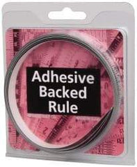 Made in USA - 9 Ft. Long x 1/2 Inch Wide, 1/32 Inch Graduation, Silver, Mylar Adhesive Tape Measure - Reads Right to Left, Horizontal Scale - Exact Tool & Supply