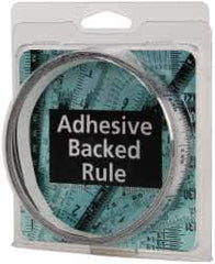 Made in USA - 12 Ft. Long x 1/2 Inch Wide, 1/32 Inch Graduation, Silver, Mylar Adhesive Tape Measure - Reads Left to Right, Horizontal Scale - Exact Tool & Supply