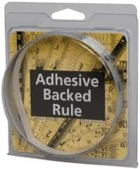 Made in USA - 3 Ft. Long x 1/2 Inch Wide, 1/16 Inch Graduation, Silver, Mylar Adhesive Tape Measure - Reads Left to Right, Horizontal Scale - Exact Tool & Supply