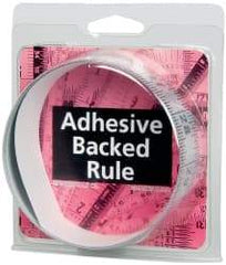 Made in USA - 3 Ft. Long x 1-1/4 Inch Wide, 1/16 Inch Graduation, Silver, Mylar Adhesive Tape Measure - Reads Left to Right, Horizontal Scale - Exact Tool & Supply