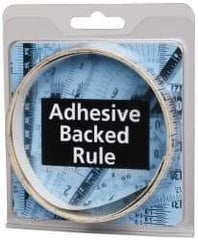 Made in USA - 6 Ft. Long x 1/2 Inch Wide, 1/16 Inch Graduation, Clear, Mylar Adhesive Tape Measure - Reads Left to Right, Horizontal Scale - Exact Tool & Supply