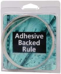 Made in USA - 6 Ft. Long x 1/2 Inch Wide, 1/16 Inch Graduation, Clear, Mylar Adhesive Tape Measure - Reads Right to Left, Horizontal Scale - Exact Tool & Supply