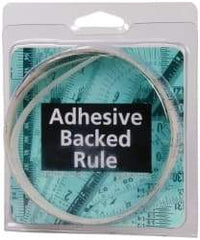 Made in USA - 6 Ft. Long x 1/2 Inch Wide, 1/16 Inch Graduation, Clear, Mylar Adhesive Tape Measure - Reads Right to Left, Horizontal Scale - Exact Tool & Supply