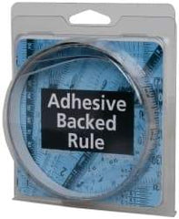 Made in USA - 6 Ft. Long x 1/2 Inch Wide, 1/16 Inch Graduation, Silver, Mylar Adhesive Tape Measure - Reads Left to Right, Horizontal Scale - Exact Tool & Supply