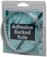 Made in USA - 6 Ft. Long x 1/2 Inch Wide, 1/16 Inch Graduation, Silver, Mylar Adhesive Tape Measure - Reads Right to Left, Horizontal Scale - Exact Tool & Supply