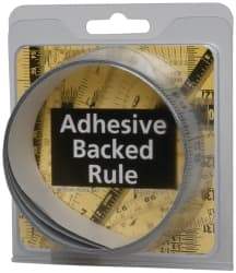 Made in USA - 6 Ft. Long x 1-1/4 Inch Wide, 1/16 Inch Graduation, Silver, Mylar Adhesive Tape Measure - Reads Right to Left, Horizontal Scale - Exact Tool & Supply