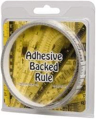 Made in USA - 9 Ft. Long x 1/2 Inch Wide, 1/16 Inch Graduation, Clear, Mylar Adhesive Tape Measure - Reads Left to Right, Horizontal Scale - Exact Tool & Supply