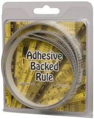 Made in USA - 9 Ft. Long x 1/2 Inch Wide, 1/16 Inch Graduation, Clear, Mylar Adhesive Tape Measure - Reads Right to Left, Horizontal Scale - Exact Tool & Supply
