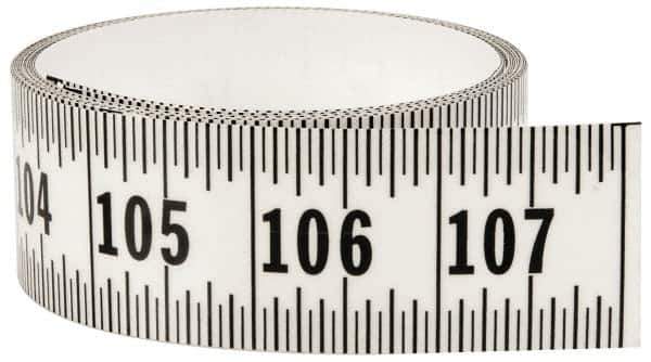Made in USA - 9 Ft. Long x 1-1/4 Inch Wide, 1/16 Inch Graduation, Clear, Mylar Adhesive Tape Measure - Reads Left to Right, Horizontal Scale - Exact Tool & Supply