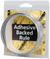 Made in USA - 9 Ft. Long x 1-1/4 Inch Wide, 1/16 Inch Graduation, Silver, Mylar Adhesive Tape Measure - Reads Right to Left, Horizontal Scale - Exact Tool & Supply
