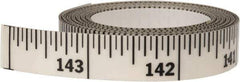 Made in USA - 12 Ft. Long x 1/2 Inch Wide, 1/16 Inch Graduation, Clear, Mylar Adhesive Tape Measure - Reads Right to Left, Horizontal Scale - Exact Tool & Supply