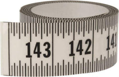 Made in USA - 12 Ft. Long x 1-1/4 Inch Wide, 1/16 Inch Graduation, Clear, Mylar Adhesive Tape Measure - Reads Right to Left, Horizontal Scale - Exact Tool & Supply