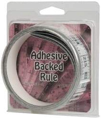 Made in USA - 18 Ft. Long x 1 Inch Wide, 1/16 Inch Graduation, Silver, Mylar Adhesive Tape Measure - Reads Left to Right, Horizontal Scale - Exact Tool & Supply