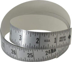 Made in USA - 18 Ft. Long x 1 Inch Wide, 1/16 Inch Graduation, Silver, Mylar Adhesive Tape Measure - Reads Right to Left, Horizontal Scale - Exact Tool & Supply