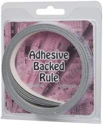 Made in USA - 24 Ft. Long x 1/2 Inch Wide, 1/16 Inch Graduation, Silver, Mylar Adhesive Tape Measure - Reads Right to Left, Horizontal Scale - Exact Tool & Supply
