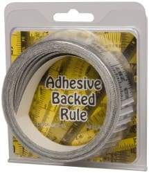 Made in USA - 24 Ft. Long x 1 Inch Wide, 1/16 Inch Graduation, Silver, Mylar Adhesive Tape Measure - Reads Right to Left, Horizontal Scale - Exact Tool & Supply