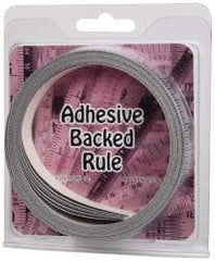 Made in USA - 30 Ft. Long x 1/2 Inch Wide, 1/16 Inch Graduation, Silver, Mylar Adhesive Tape Measure - Reads Left to Right, Horizontal Scale - Exact Tool & Supply