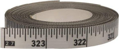 Made in USA - 30 Ft. Long x 1/2 Inch Wide, 1/16 Inch Graduation, Silver, Mylar Adhesive Tape Measure - Reads Right to Left, Horizontal Scale - Exact Tool & Supply